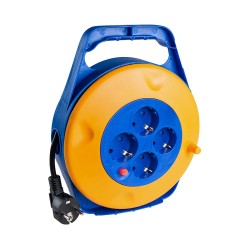 Enrollacables 10 m 3 g 1,50mm 4 tomas bipolares con t/tl