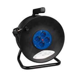 Enrollacables 50 m 3 g 1,50 mm 4 tomas bipolares con t/tl