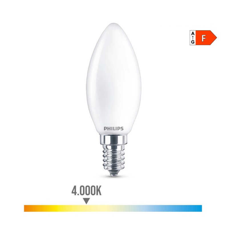 Bombilla vela led e14 4,3 w 470 lm 4000 k luz dia ø3,5 x 9,7 cm