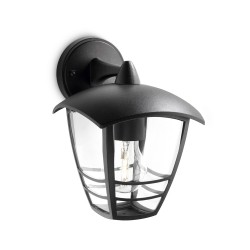Aplique exterior creek e27 60 w sin bombilla, color negro, luz hacia abajo