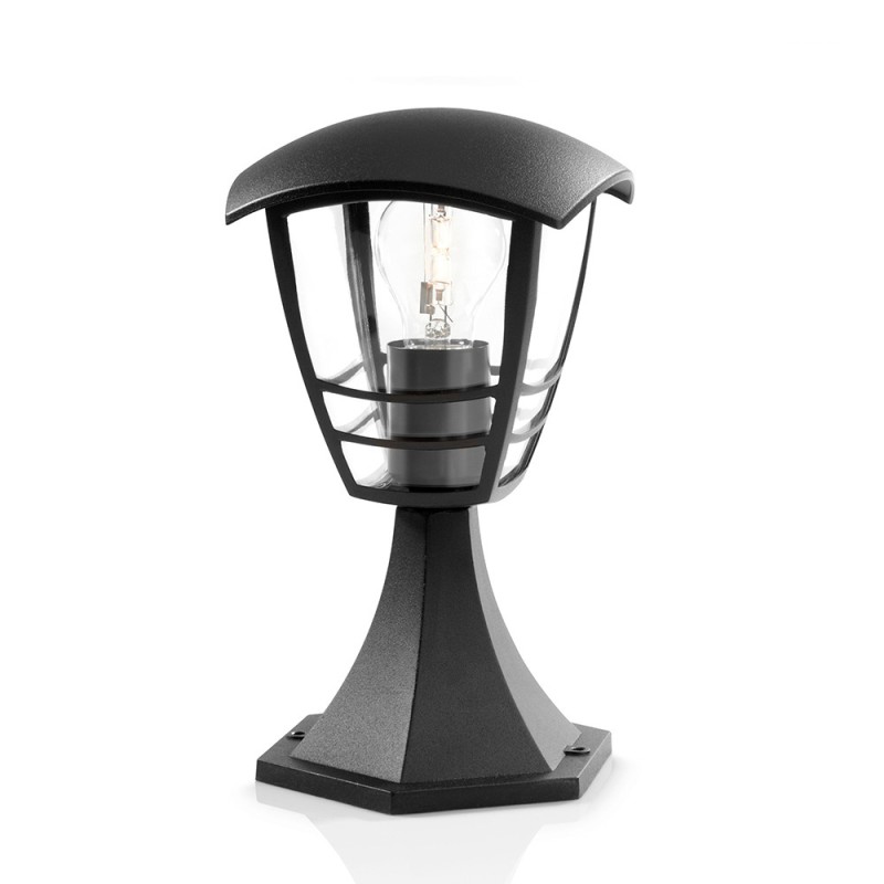 Aplique exterior creek e27 60 w sin bombilla, color negro, pedestal