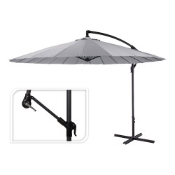 Parasol excéntrico ø300 cm altura maxima 3 m color: gris