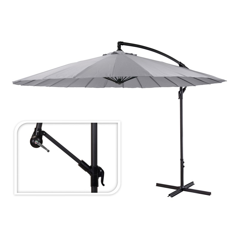 Parasol excéntrico ø300 cm altura maxima 3 m color: gris