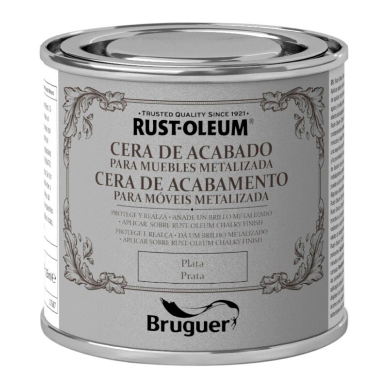 Rust-oleum chalky finish cera para muebles plata 125 ml