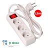 Prolongador con 3 tomas 2p+t, 16 a 250 v de cable h05vv-f 3g 1,5 m.