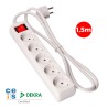 Prolongador con 5 tomas 2p+t, 16 a 250 v de cable h05vv-f 3g 1,5 m.