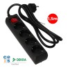 Prolongador con 4 tomas 2p+t, 16a 250v~ 1,5 m de cable h05vv-f 3g 1,5mm, con interruptor, negro.