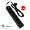 Prolongador con 6 tomas 2p+t, 16a 250v~ 1,5 m de cable h05vv-f 3g 1,5mm, con interruptor, negro.