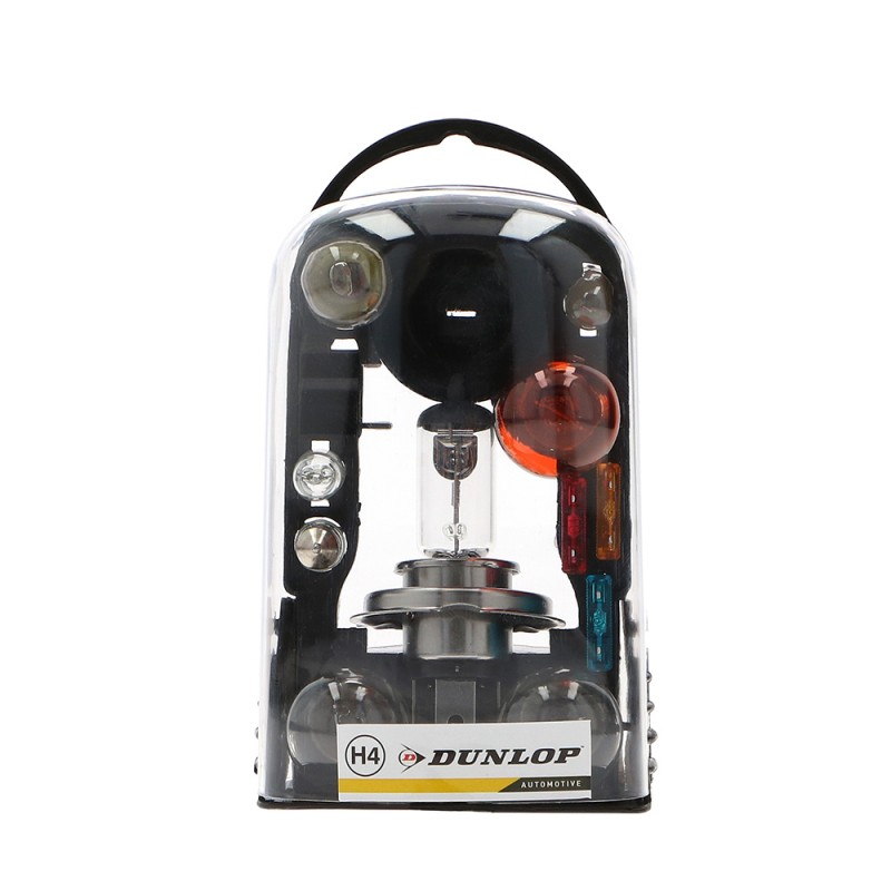 Juego 11 bombillas h4 y fusibles para coche dunlop
