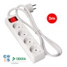 Prolongador con 4 tomas 2p+t, 16 a 250 v de cable h05vv-f 3g + interruptor luminoso 3 m.