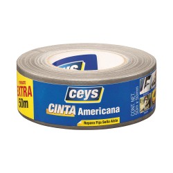 Cinta americana plata 50 mm x 50 m