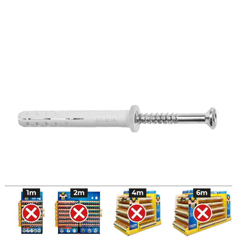 Tacos golpe ø5 x 50 mm + tornillos cabeza plana ø5 x 50 mm, caja 100 uds