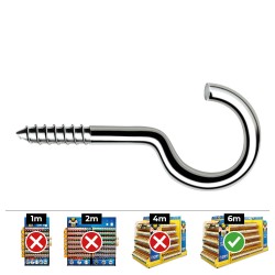 Hembrilla roscada abierta ø4,5 x 70 mm zincado, caja 250 uds