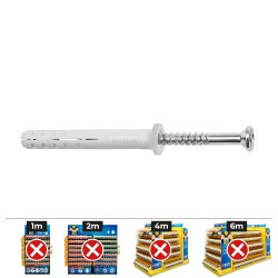 Tacos golpe ø5 x 25 mm + tornillos cabeza plana ø5 x 35 mm, caja 200 uds