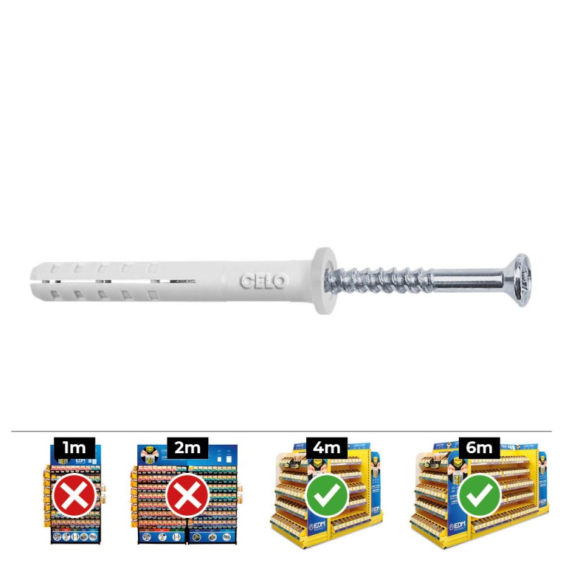 Tacos golpe ø6 x 35 mm + tornillos cabeza plana ø6 x 40 mm, caja 100 uds