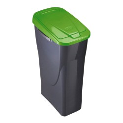 Cubo ecobin con tapa color negro/verde 21,5 x 31 x 42 cm 15 l