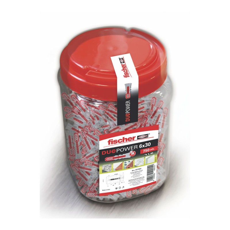 Taco duopower ø6 x 30 mm, bote 750 uds