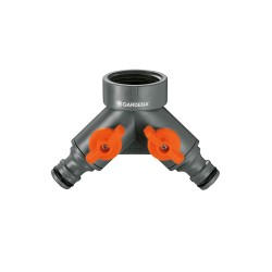 Distribuidor doble para grifos de 1/2", 3/4" y 1", blister