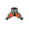 Distribuidor doble para grifos de 1/2", 3/4" y 1", blister