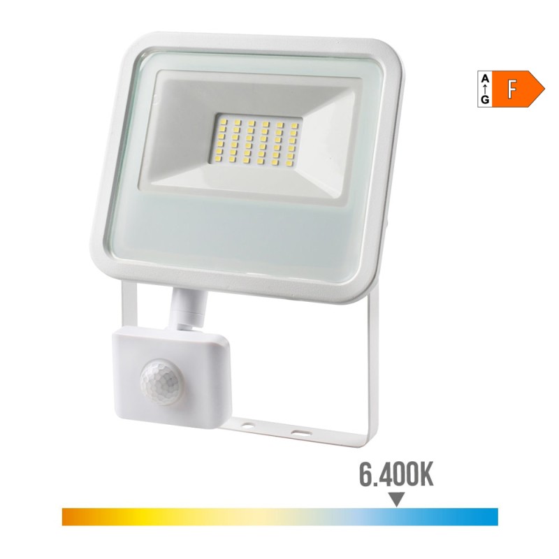 Foco proyector led con sensor de presencia 30 w 2370 lm 6400 k luz fria 15,8 x 20 x 4,5 cm