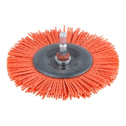 Cepillo de disco de nylon, vástago hexagonal 1/4" ø100 x 10 mm