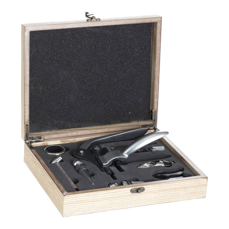 Estuche de madera sommelier 9 piezas