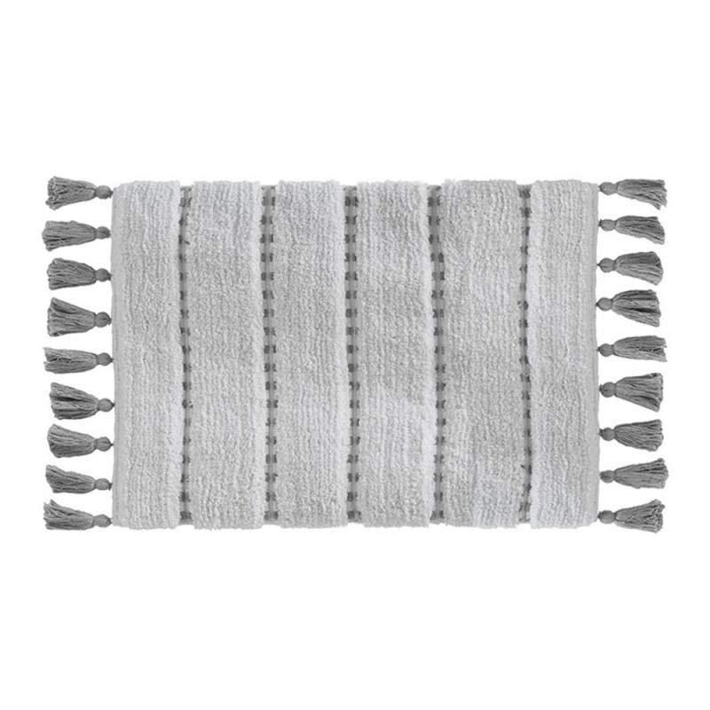 Alfombra de baño 'pom pom' gris 50 x 75 cm