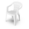 Silla lyra color blanco, apilable y respaldo bajo