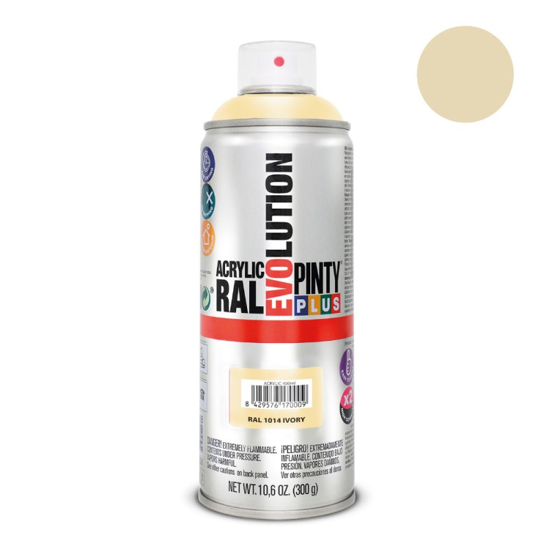 Pintura acrílica spray evolution 520 cc ral 1014 ivory 300 g