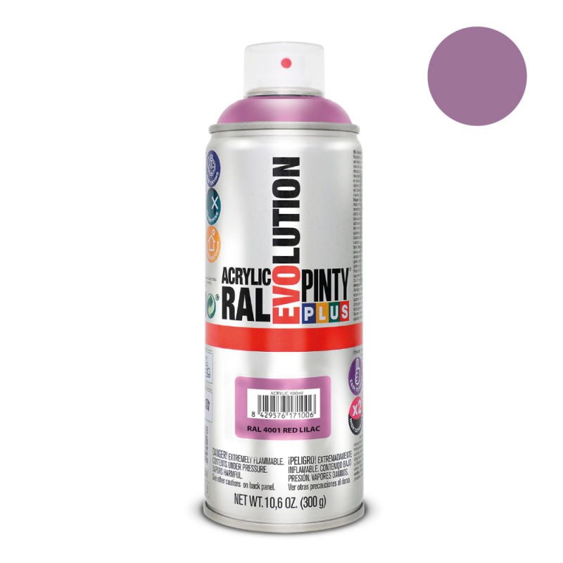 Pintura acrílica spray evolution 520 cc ral 4001 red lilac 300 g