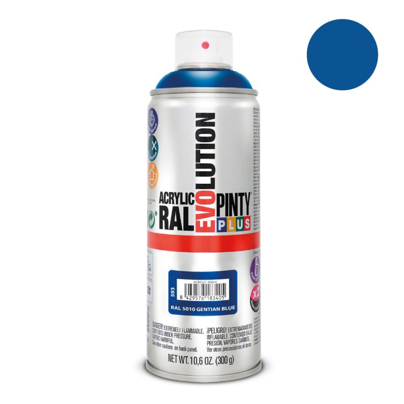 Pintura acrílica spray evolution 520 cc ral 5010 gentian blue 300 g
