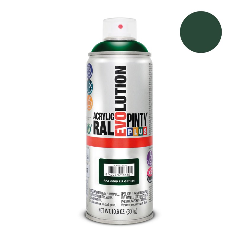 Pintura acrílica spray evolution 520 cc ral 6009 fir green 300 g