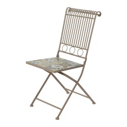 Silla metálica/mosaico bistro color marron para exterior 45 x 38 x 90 cm