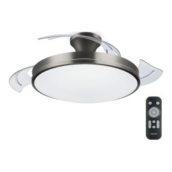 Ventilador de techo de led modelo atlas. color nikel. potencia: 28 + 35 w aspas: ø 106 cm con mando a distancia