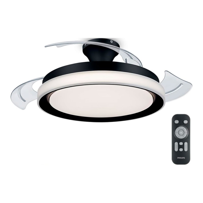Ventilador de techo de led modelo bliss. color negro. potencia: 28 + 35 w aspas: ø 106 cm con mando a distancia