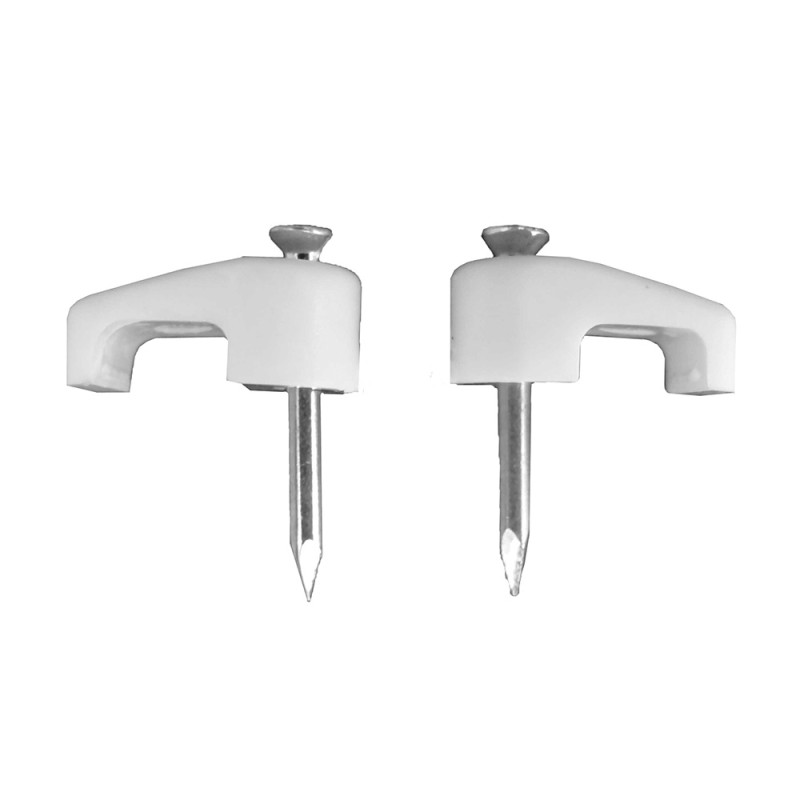 Grapa para cable manguera plana 2 x 0,7 mm n°01, blanca, caja 100 uds