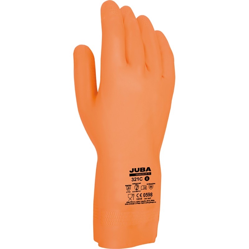 Guante de trabajo látex / neopreno naranja talla 9