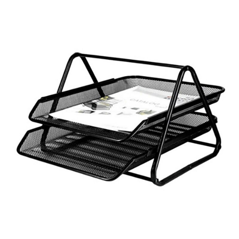 Bandeja sobremesa metálica rejilla gxa100 negra 2 bandejas 30 x 35 x 18,5 cm