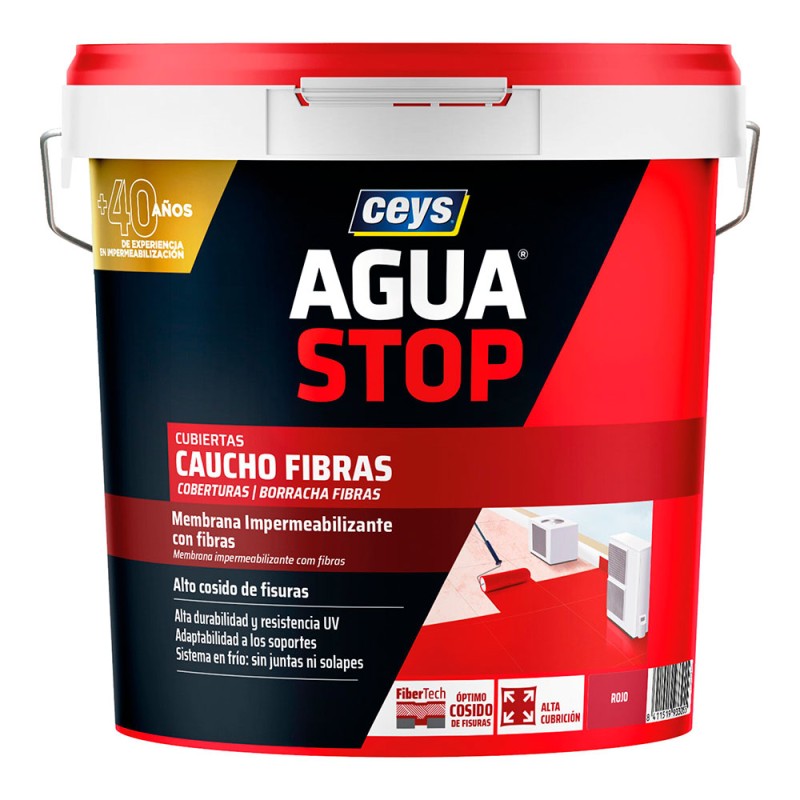 Aguastop caucho fibras rojo 20 kg