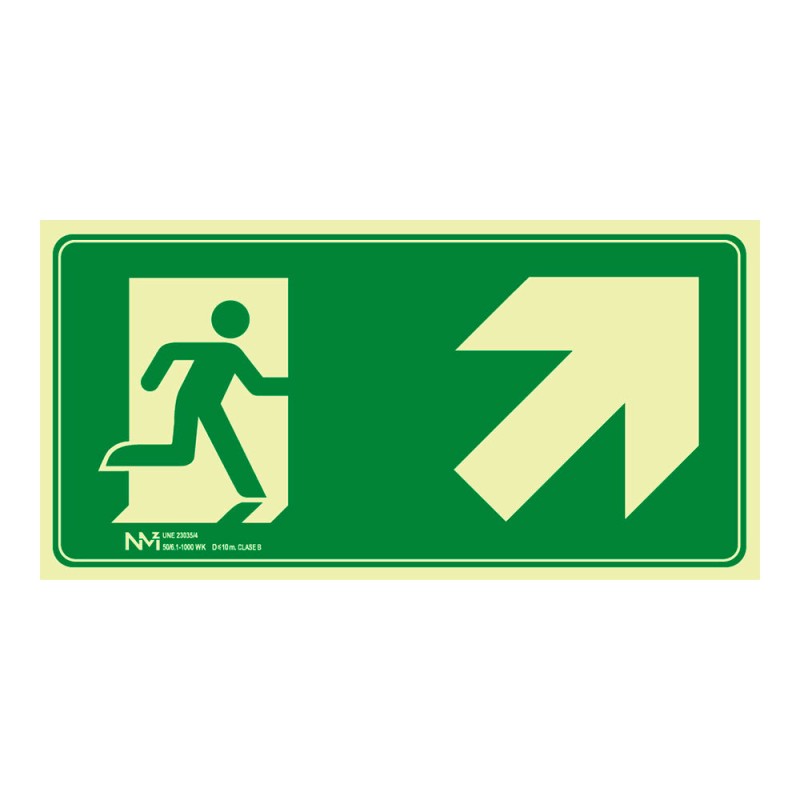 Cartel evacuación escalera arriba derecha pvc 0,7mm clase b 32x16cm b11150 normaluz