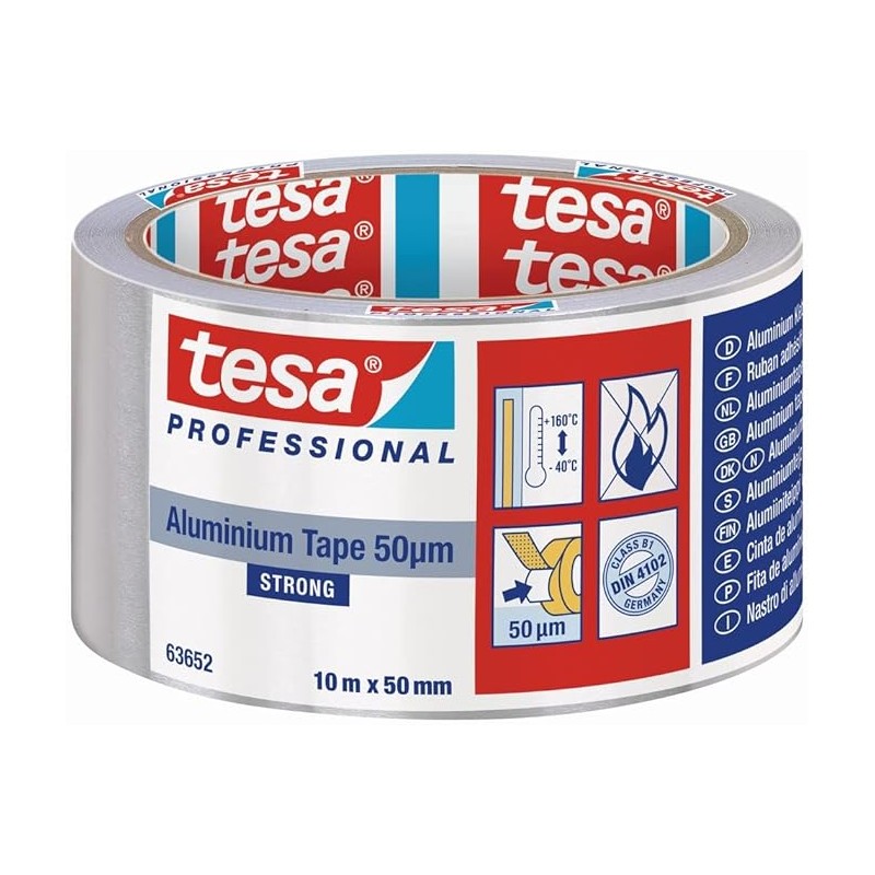 Cinta de aluminio universal 50 micras con protector 50 mm x 10 m