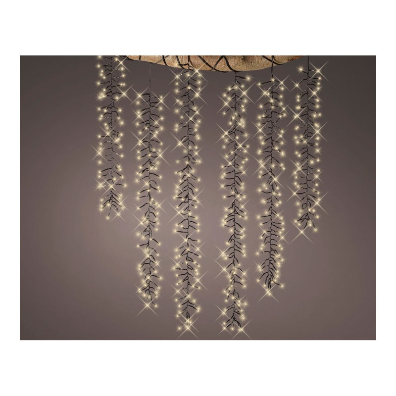 Cortina cascada para árbol, multifunción, luz cálida, 480 leds, exterior, 2m