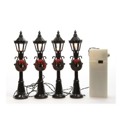 Farolas para escenas navideñas, set de 4 uds, ø2,5 x 12 cm, 4 leds