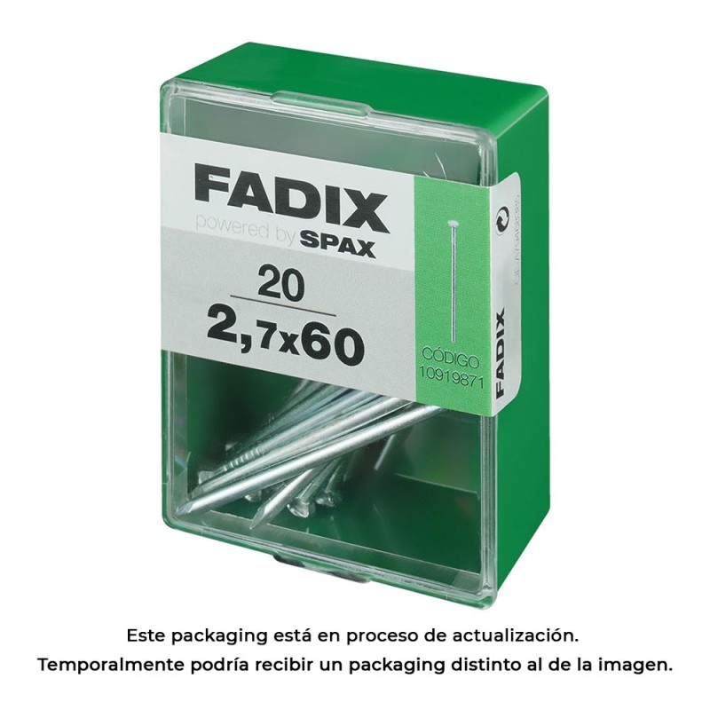 Caja m 20uds. clavo cp acero 2,7x 60mm fadix
