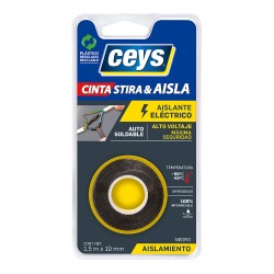 Cinta aislante eléctrica vulcanizable profesional stira & aisla negra 19 mm x 1,5 m