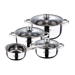 Bateria 7 piezas de acero inox ind cassel: cazo ø16 cm / cacerola con tapa ø18 cm / cacerola con tapa ø20 cm / cacerola con  ...