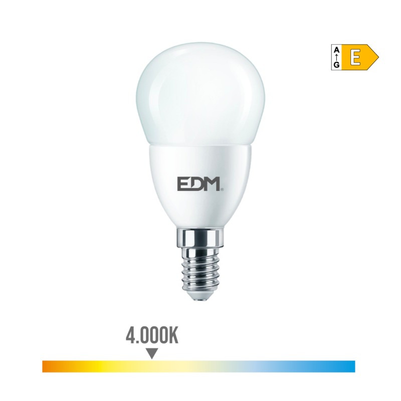 Bombilla esferica led e14 7 w 806 lm 4000 k luz dia ø4,8 x 9,5 cm