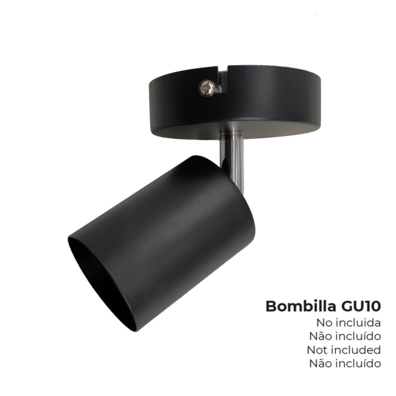 Foco 1 elemento gu10 50 w (bombilla no incluida) color negro ø 9 x 5,6 x 14,2 cm