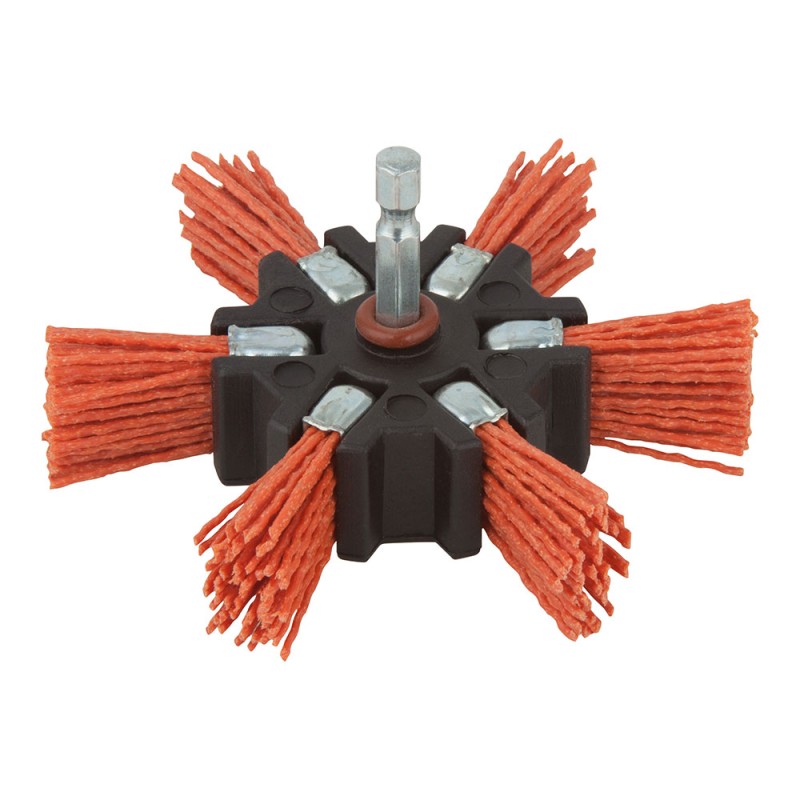 Cepillo de abanico de alambre de nylon vástago hexagonal ø100 x 20 mm