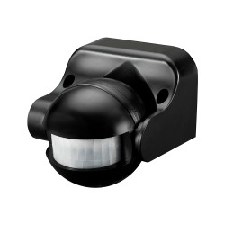 Sensor de movimiento con regulador noche/dia orientable 180° ip44 negro